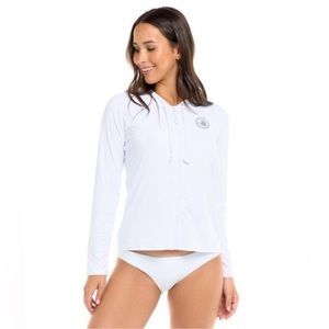 Bodyglove Rashguard Hoodie Medium Womens Color: Snow Adeline Zip Up New